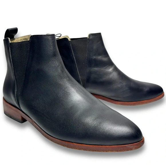 Nisolo Black Leather Eva Everyday Slip On Chelsea Ankle Boot Size 7 - Picture 1 of 13